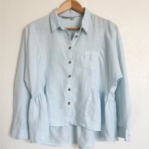 Anthropologie Holding Horses McKenzie Linen Top Light Blue Size Extra Small